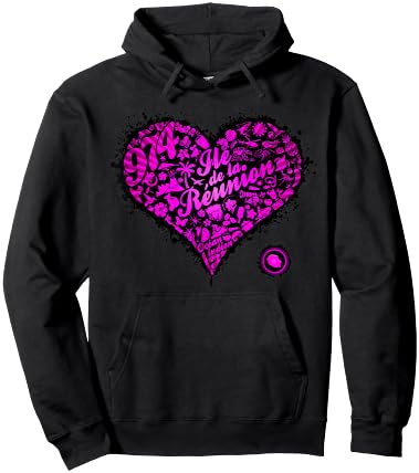 974 Reunion Island - Graffiti C24 - Heart - Pink Hoodie - Hoodie | Black