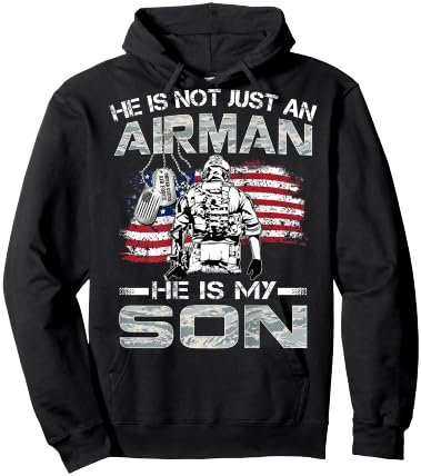 He Is Not Just An Airman He Is My Son Proud USAF Son Hoodie - Hoodie | Black