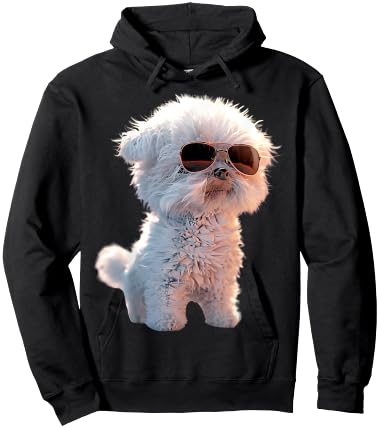 Maltese Bichon with Sunglasses Dog Love , Black, S Hoodie - Hoodie | Black