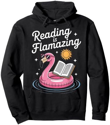 Reading is Flamazing Funny Book Lover Flamingo Reader Hoodie - Hoodie | Black