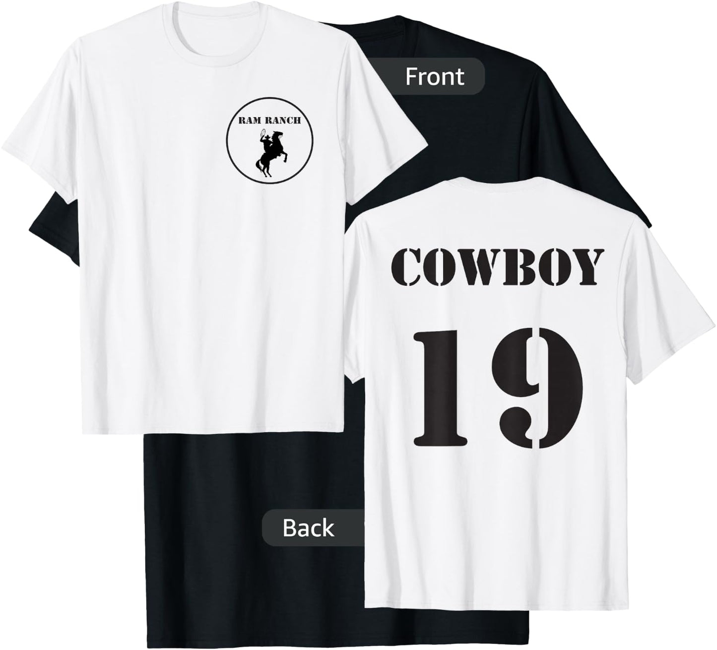 Ram Ranch Cowboy 19 meme T-Shirt - T-Shirt | Black
