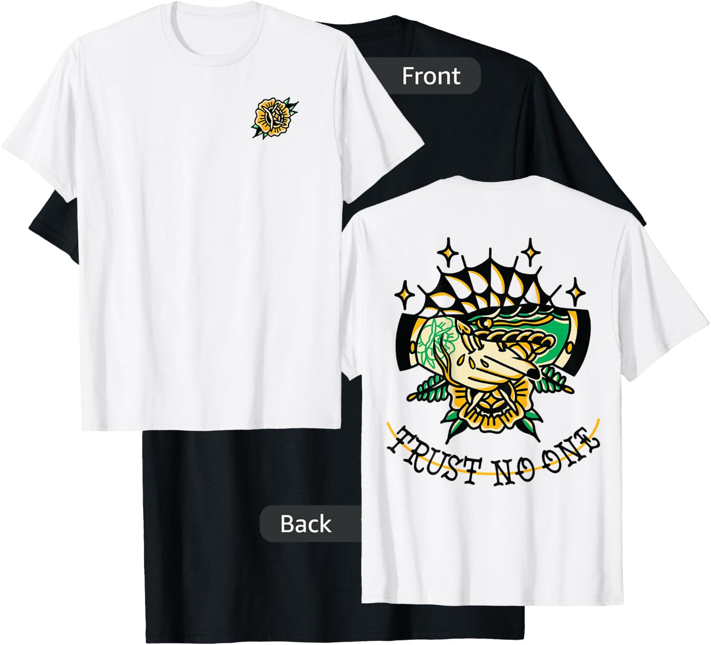 Trust No One Vintage Snake Traditional Tattoo Flash Graphic T-Shirt - T-Shirt | Black