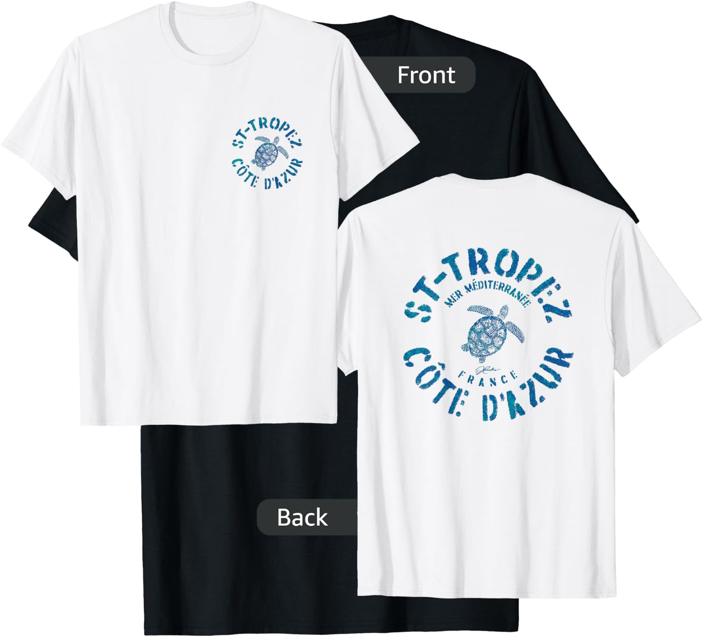 JCombs: Saint-Tropez, French Riviera, France, Sea Turtle T-Shirt - T-Shirt | Black