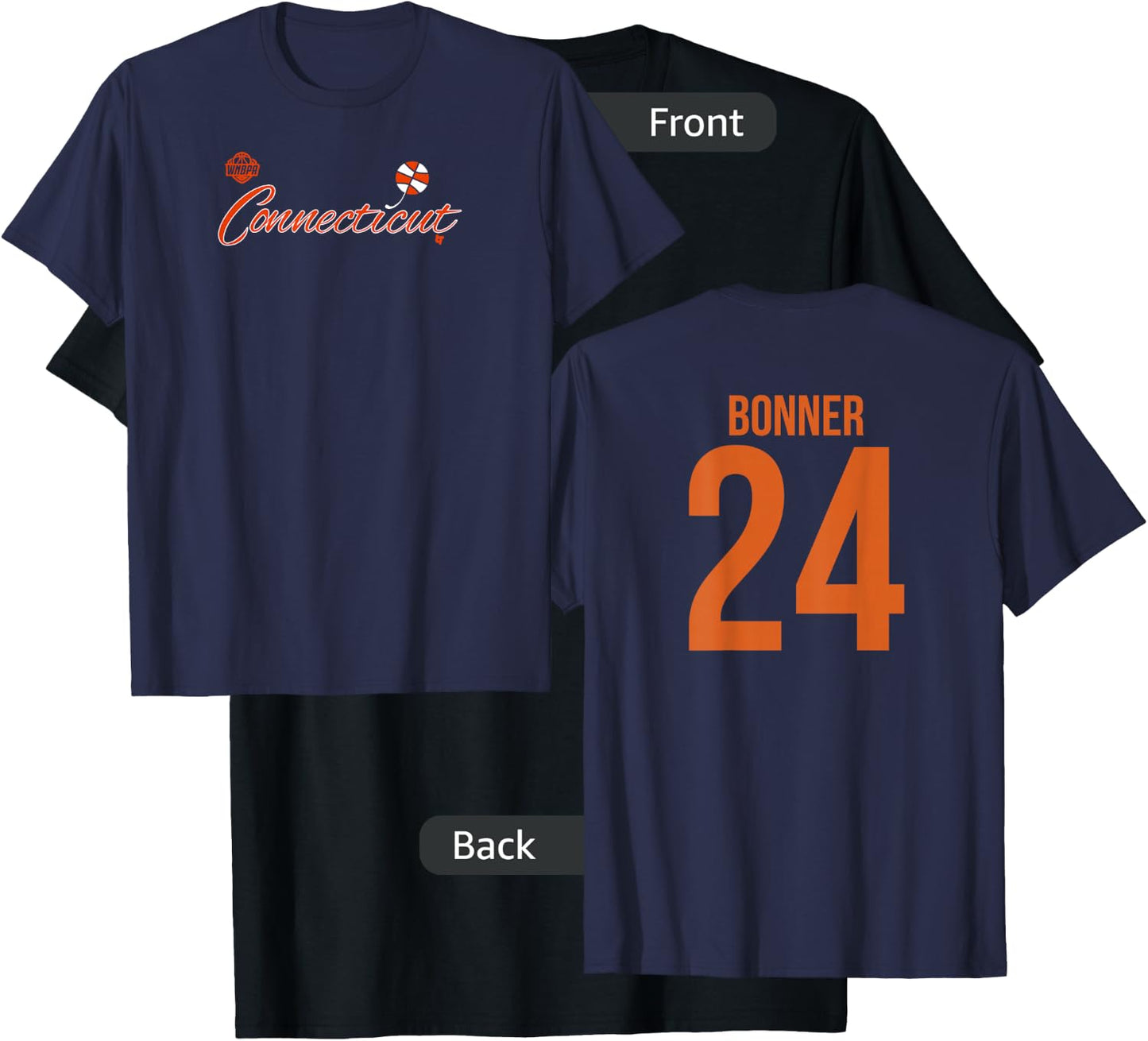 DeWanna Bonner 24 - Number on Back - Connecticut Basketball T-Shirt - T-Shirt | Black