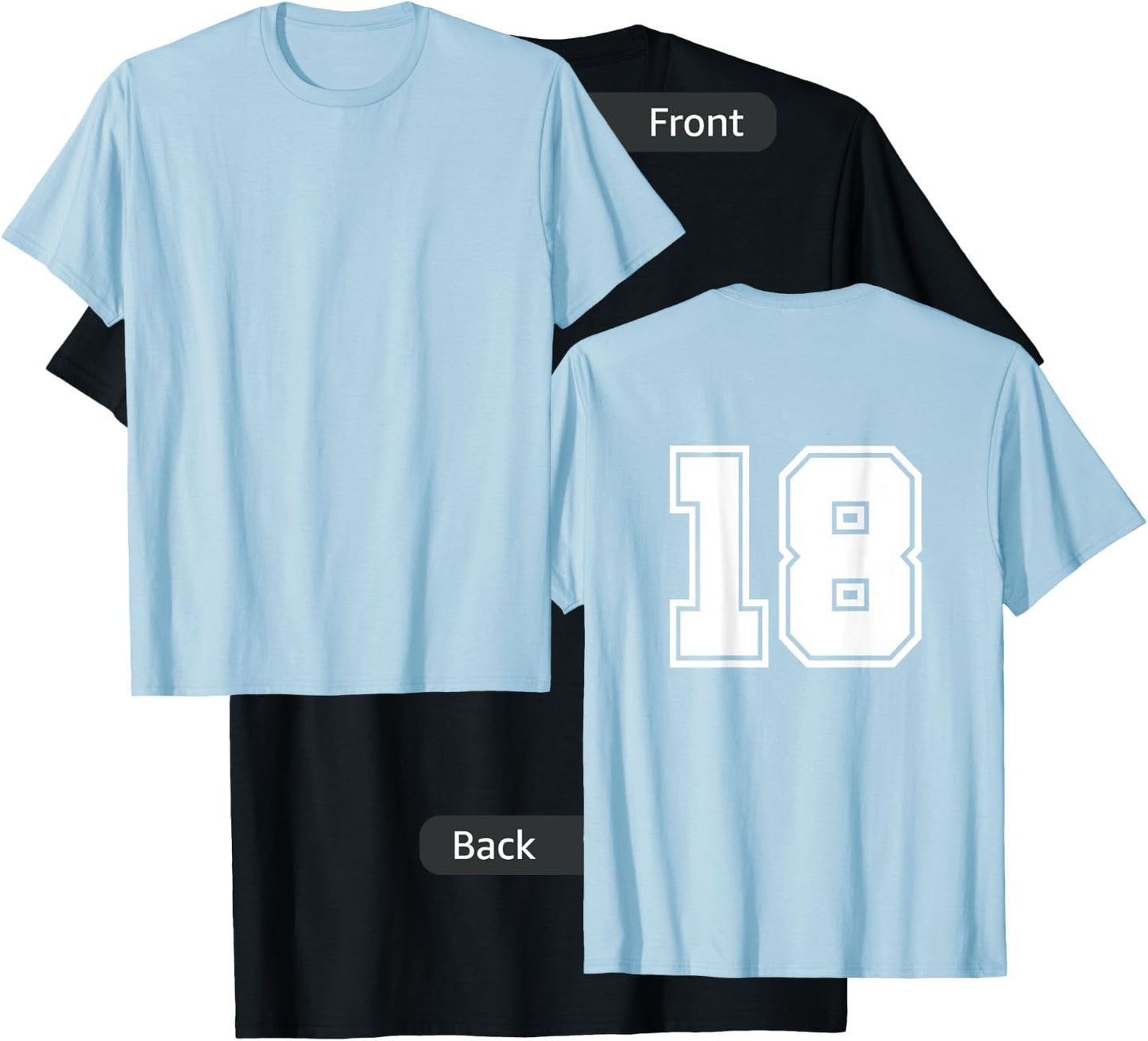 Number 18 No. Eighteen #18 Sports Jerseys Player T-Shirt - T-Shirt | Black