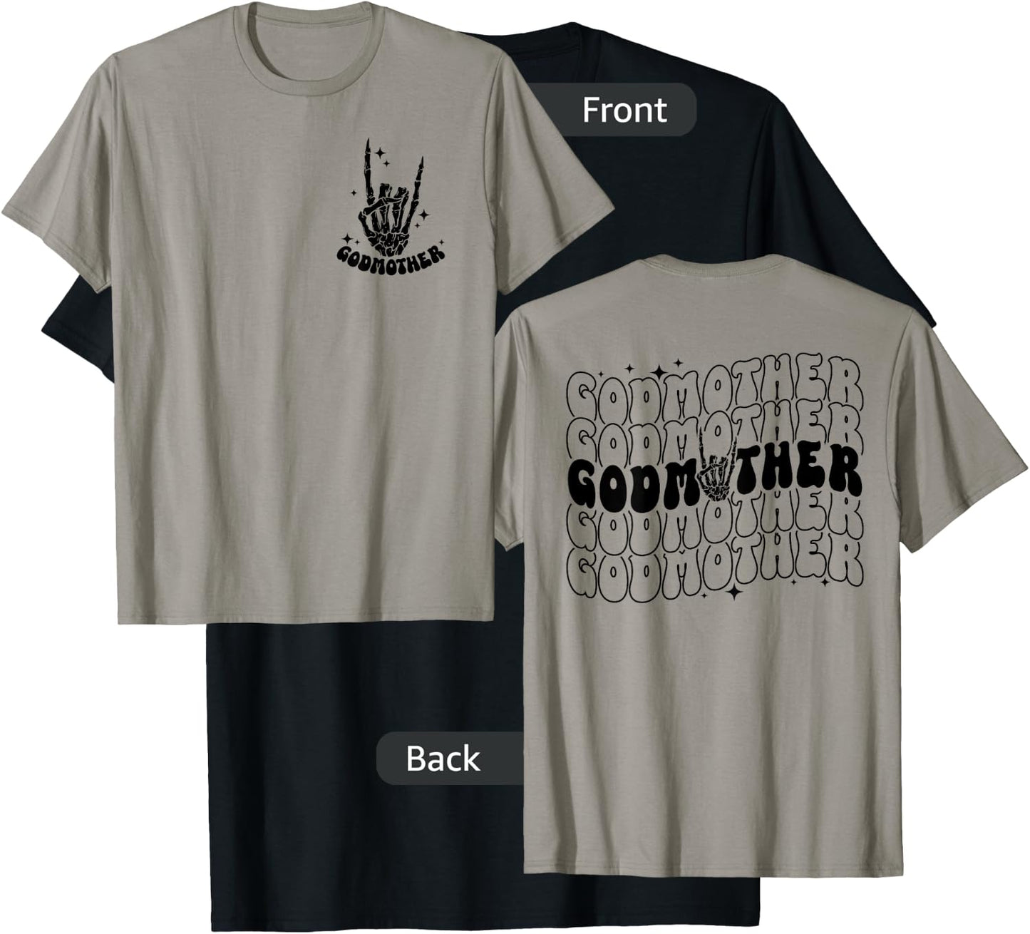 Godmother Skeleton Hand, Godmama Goddaughter Halloween Day T-Shirt - T-Shirt | Black