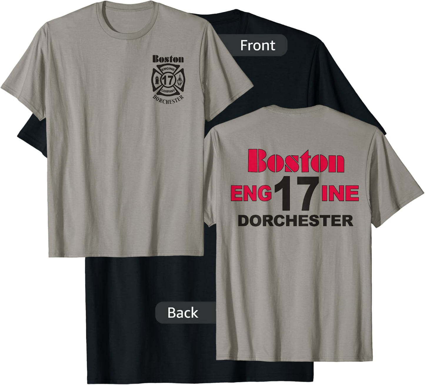 Boston Fire Department Engine 17 Dorchester - Dark Graphics T-Shirt - T-Shirt | Black