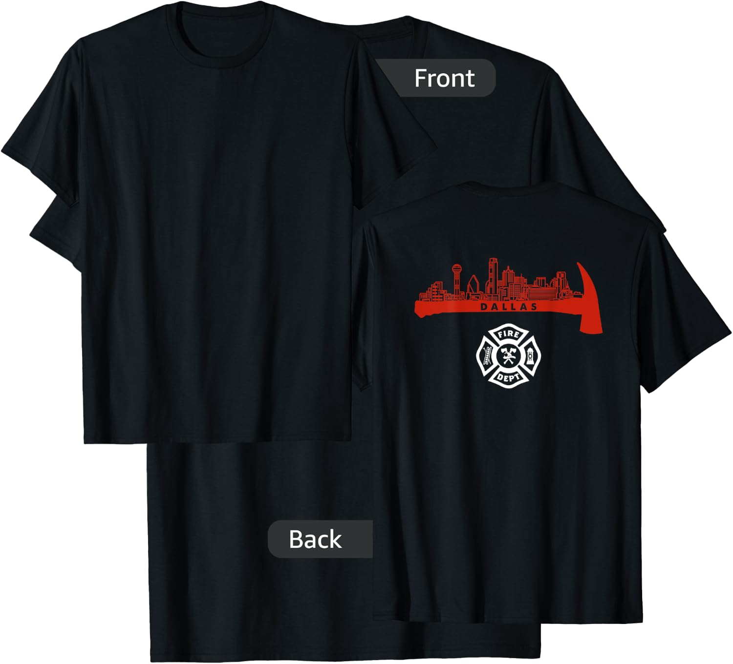 Dallas Texas Fire Rescue Department Firefighter Firemen Duty T-Shirt - T-Shirt | Black