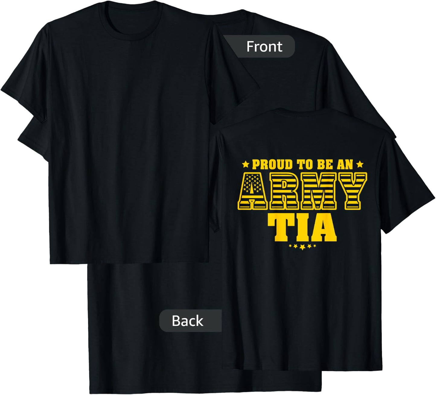 Proud To Be An Army Tia - US Flag Pride Military Aunt T-Shirt - T-Shirt | Black
