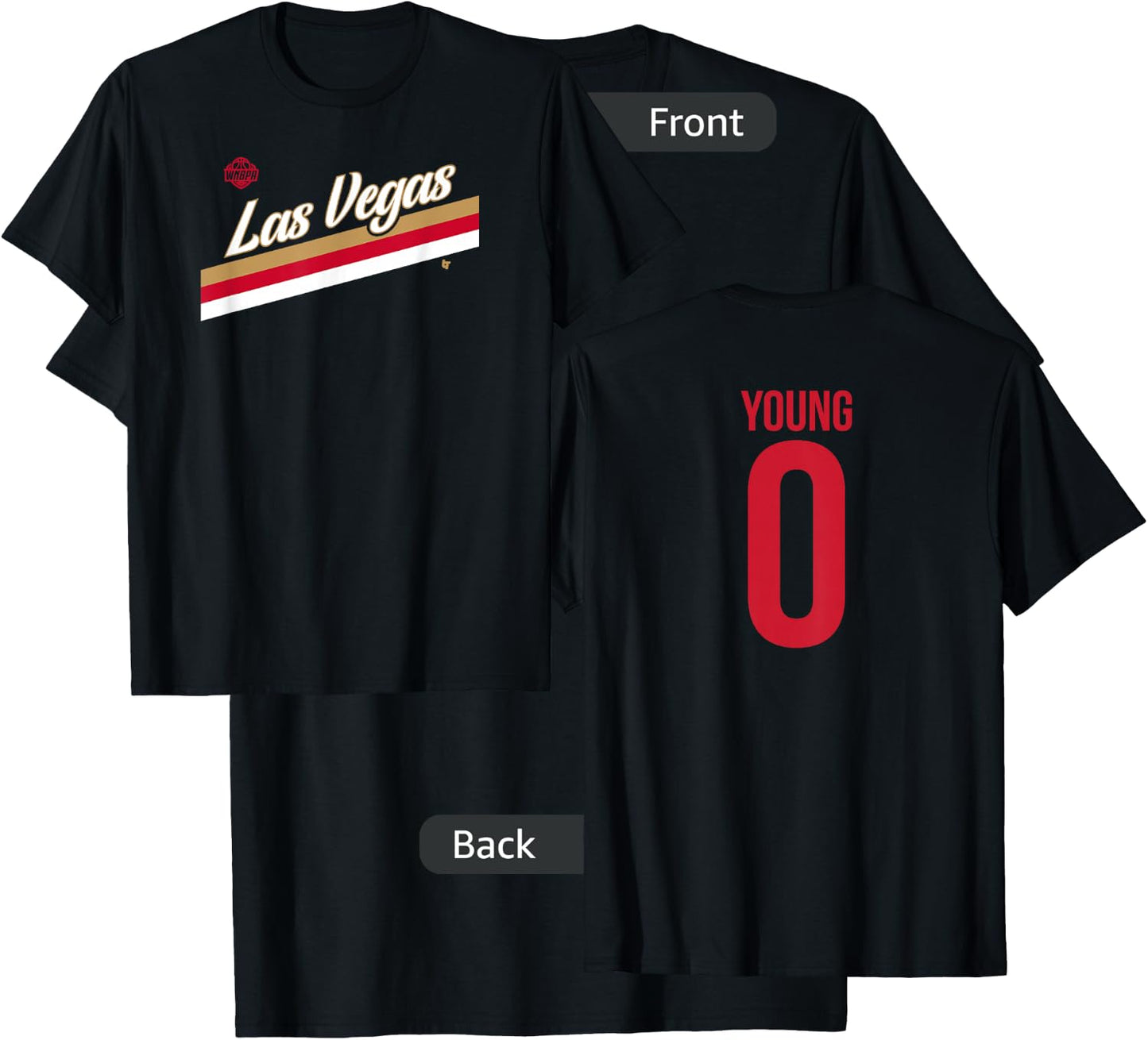 Jackie Young 0 - Number on Back - Las Vegas Basketball T-Shirt - T-Shirt | Black