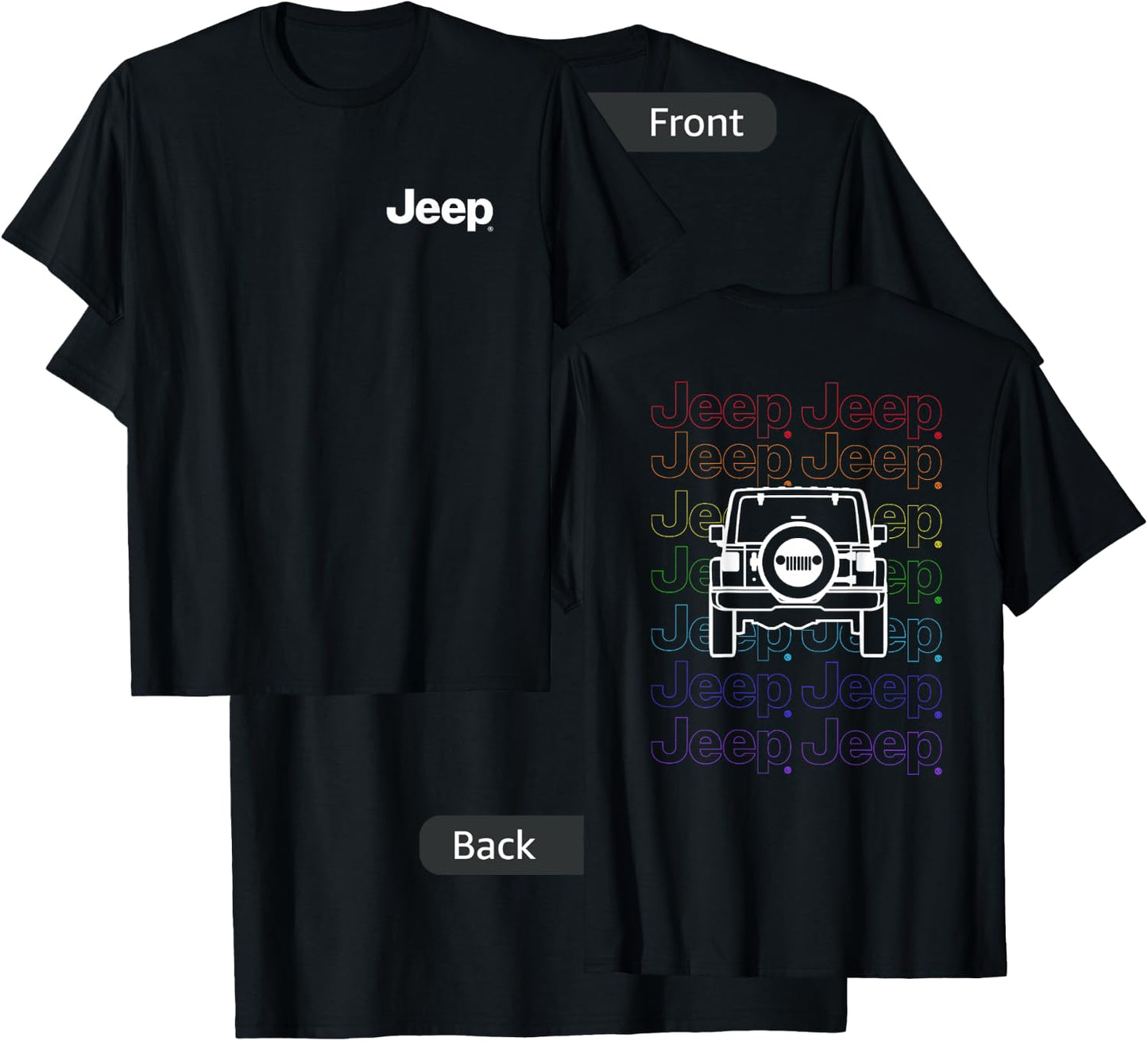 Jeep Pride Repeating Logo - Dark Version (Two-Sided) T-Shirt - T-Shirt | Black