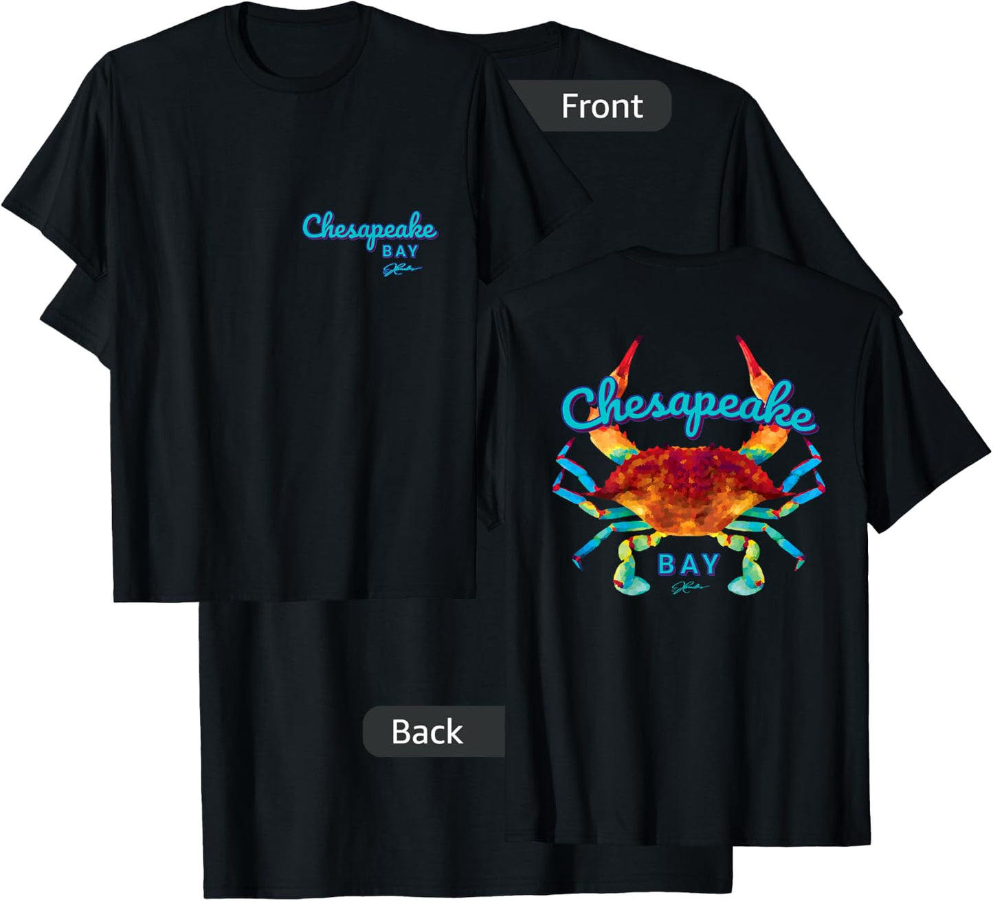JCombs: Chesapeake Bay Blue Crab (2-Sided) T-Shirt - T-Shirt | Black