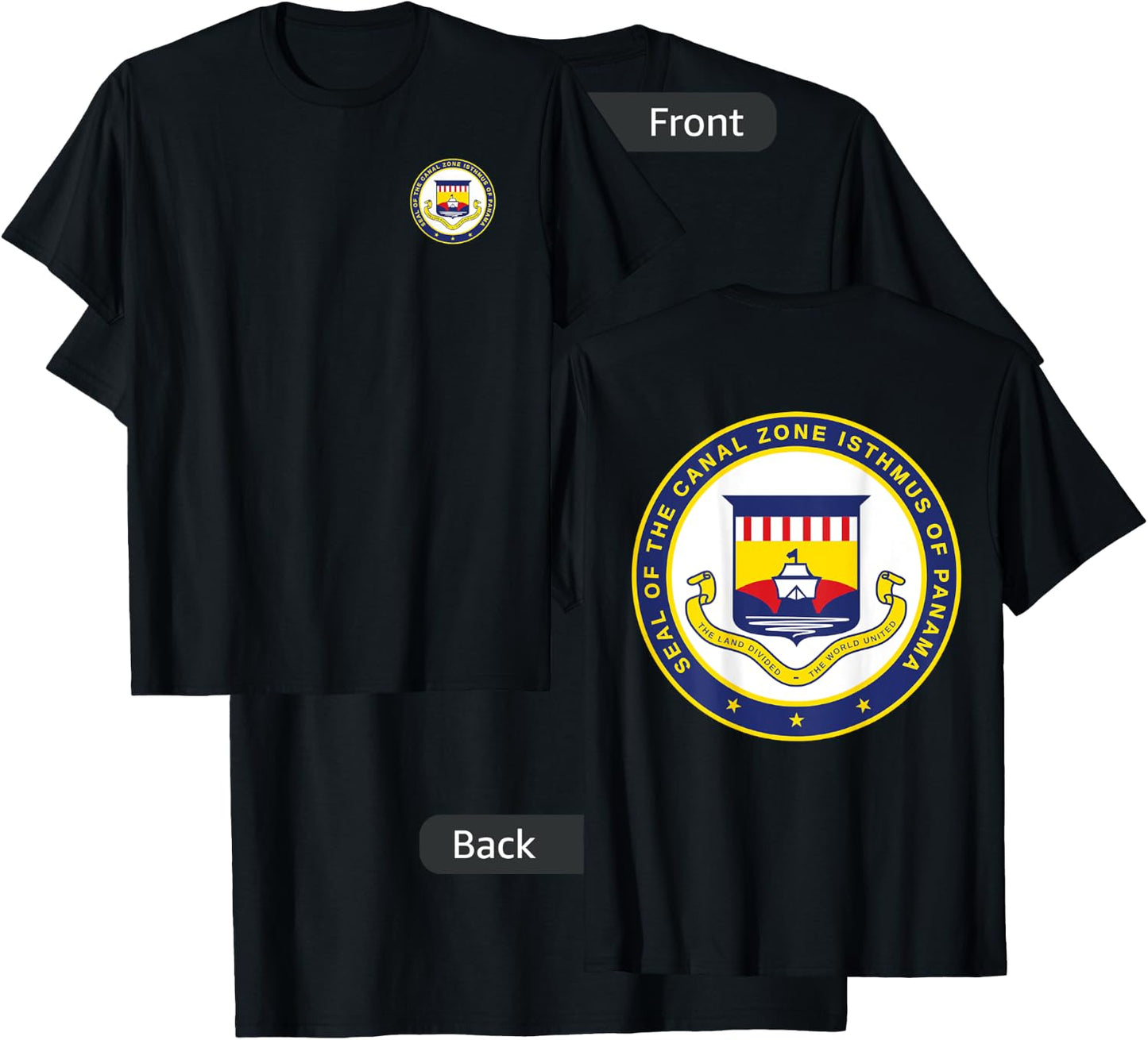 DOUBLE SIDED Panama Canal Seal - Panama Canal T-Shirt - T-Shirt | Black
