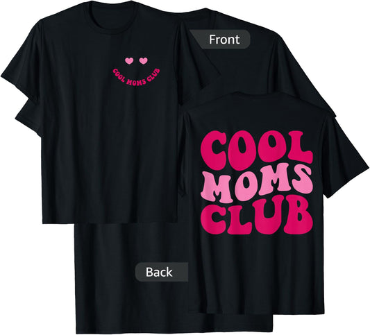 Cool Moms Club Funny Mom Saying Groovy Women T-Shirt - T-Shirt | Black