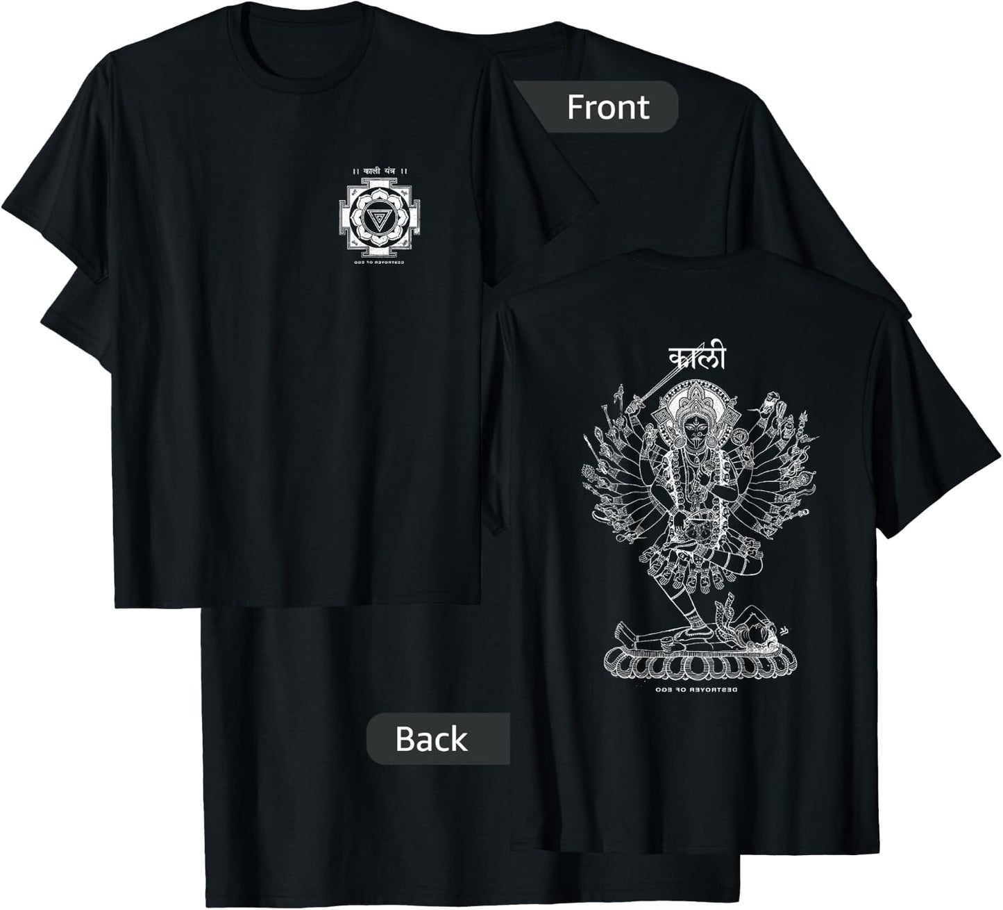 KALI Hindu Goddess, Kali Ma Yantra, Sacred Tantric Thangka T-Shirt - T-Shirt | Black