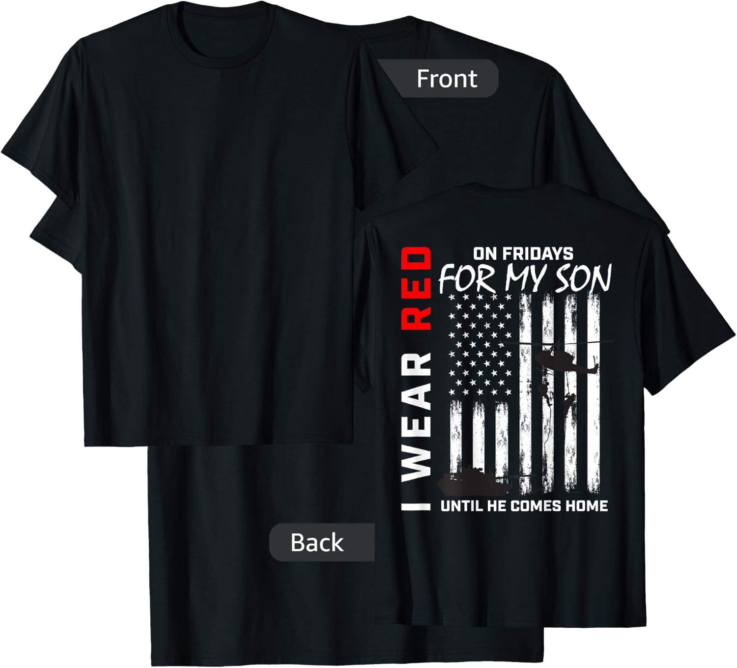 Red Friday Son Military Remember Everyone Deployed USA Flag Men T-Shirt - T-Shirt | Black