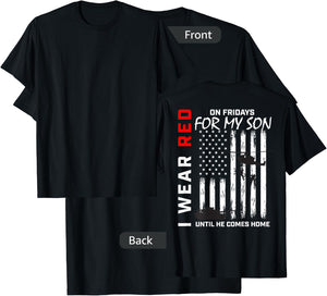 Red Friday Son Military Remember Everyone Deployed USA Flag Men T-Shirt - T-Shirt | Black