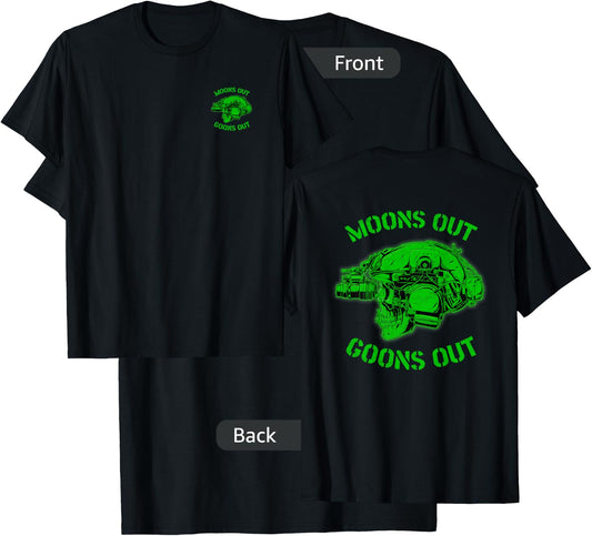 "MOON'S OUT GOONS OUT" Skull Helmet NVGs Military Men's T-Shirt - T-Shirt | Black