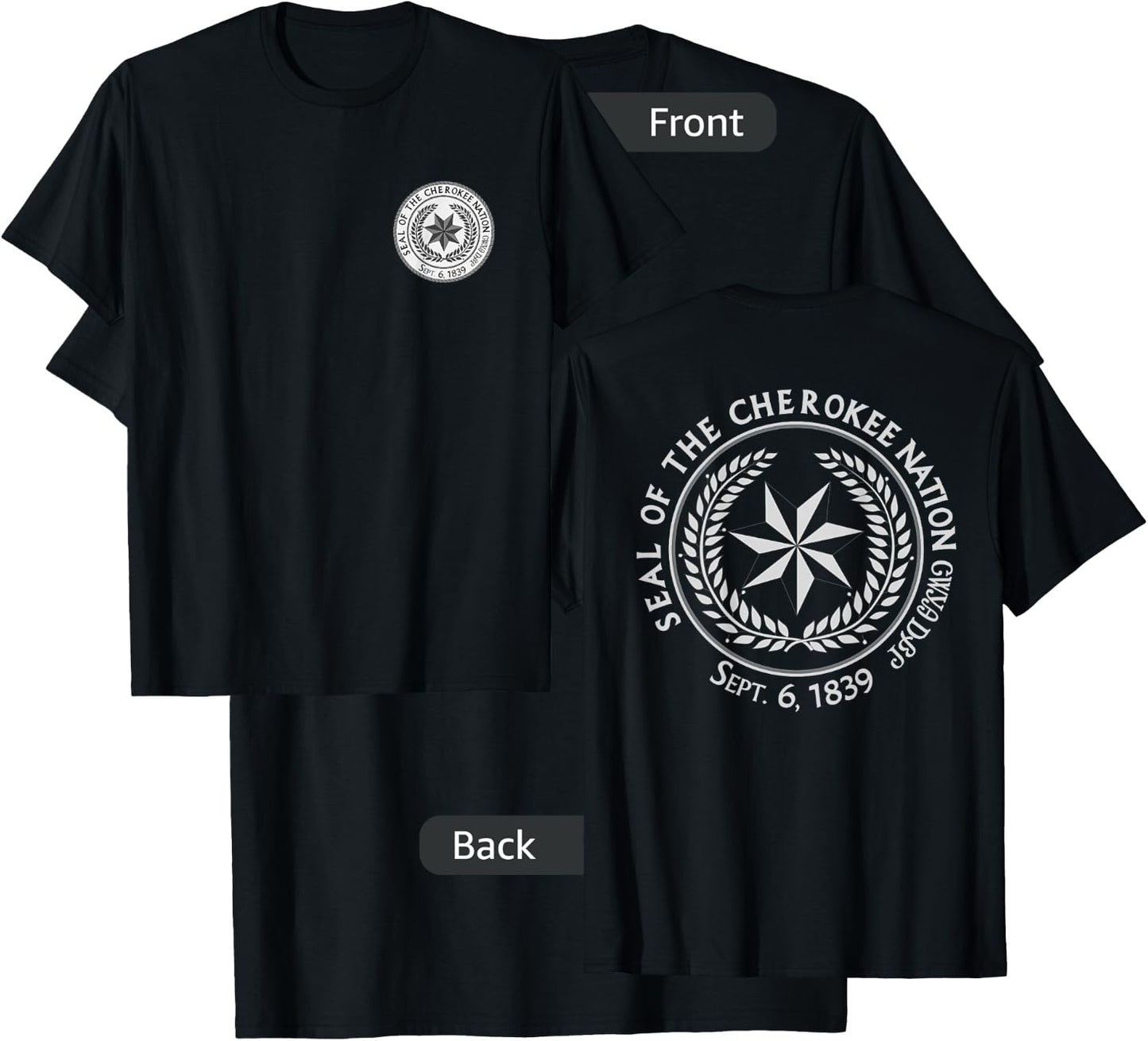 Cherokee Nation Seal Native American Indian T-Shirt - T-Shirt | Black
