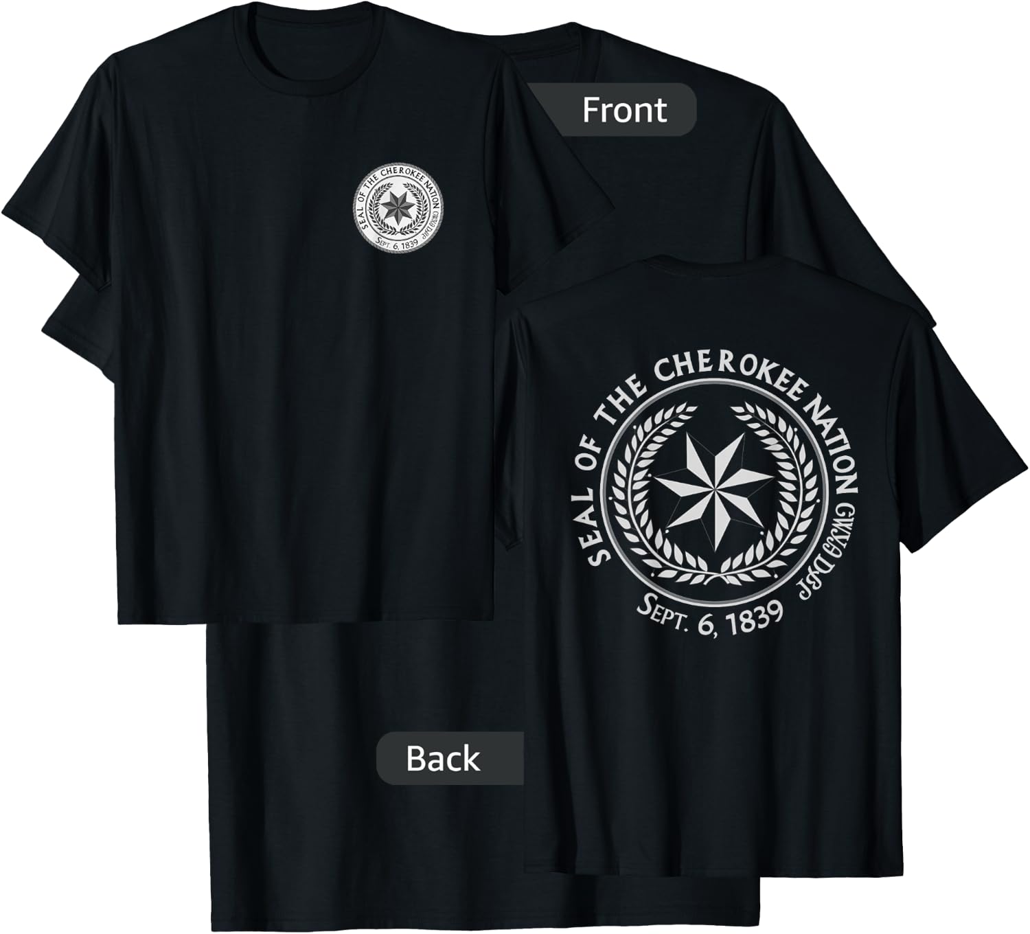 Cherokee Nation Seal Native American Indian T-Shirt - T-Shirt | Black