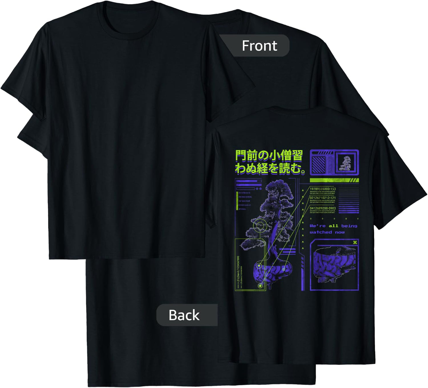 Futuristic waporwave Aesthetic Style digital Nature glitch T-Shirt - T-Shirt | Black