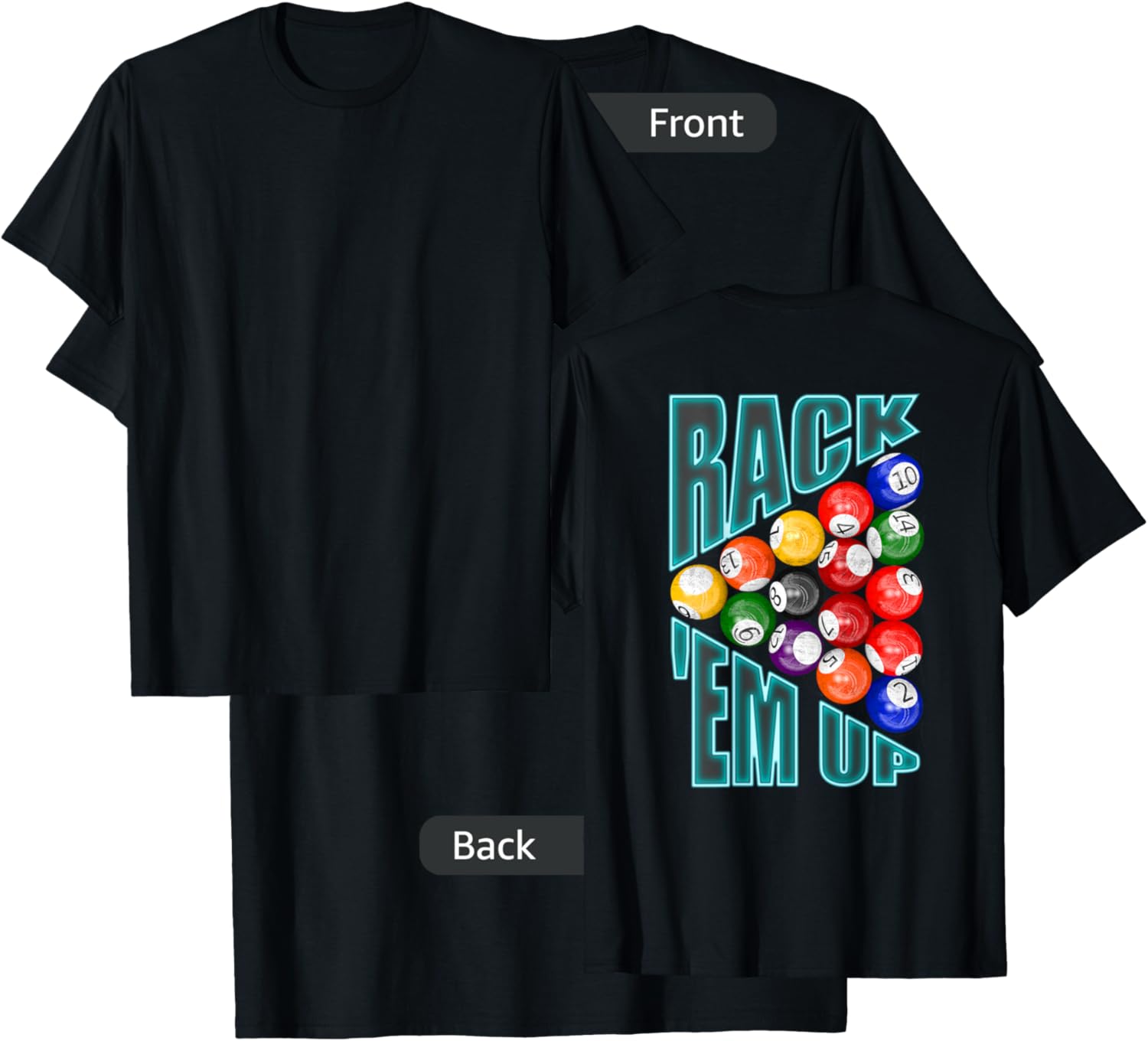 Billiards Rack em Up Eight Ball T-Shirt - T-Shirt | Black