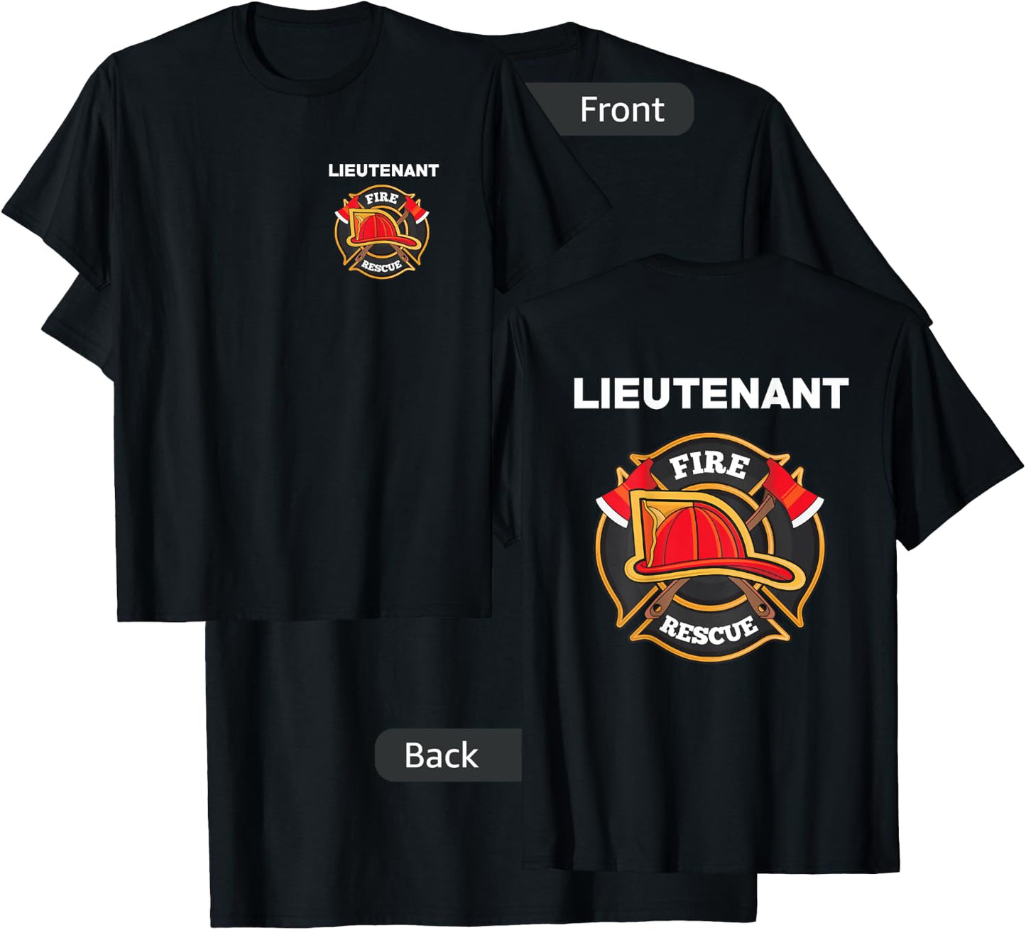 Yay! Thin Red Line Shirts Fire Rescue Lieutenant Department for Firefighters T-Shirt - T-Shirt | Black