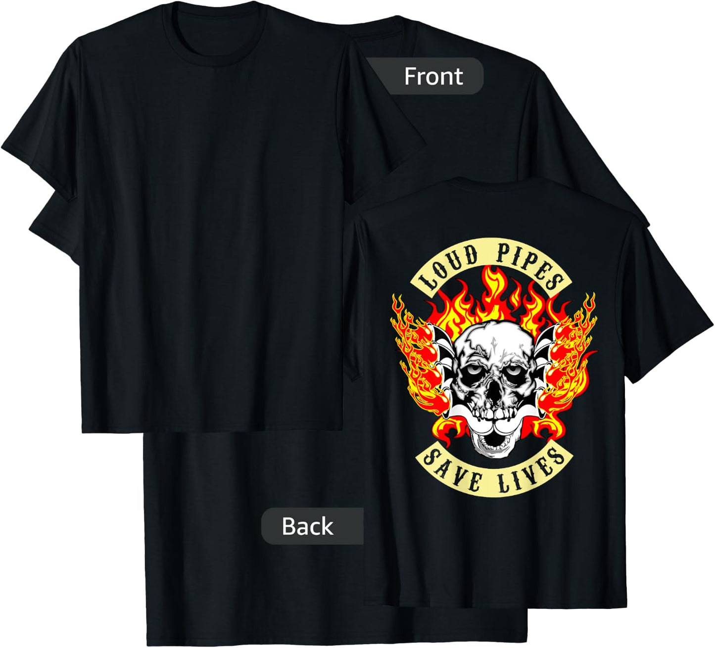 Loud Pipes Save lives Biker Christmas Gift Shirt T-Shirt - T-Shirt | Black