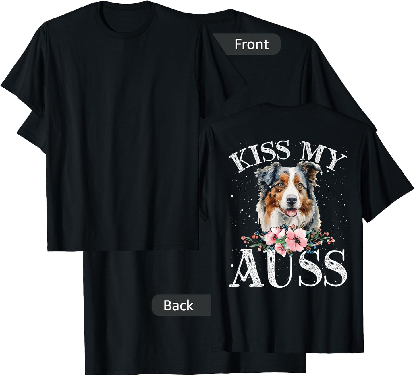 Kiss My Auss Backprint Aussie T-Shirt - T-Shirt | Black