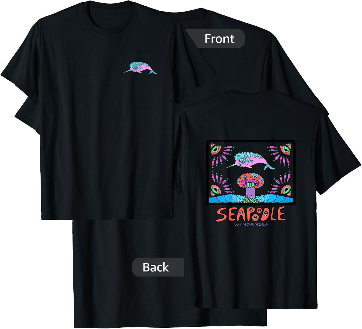 Seapoodle Narwhal T-Shirt - T-Shirt | Black