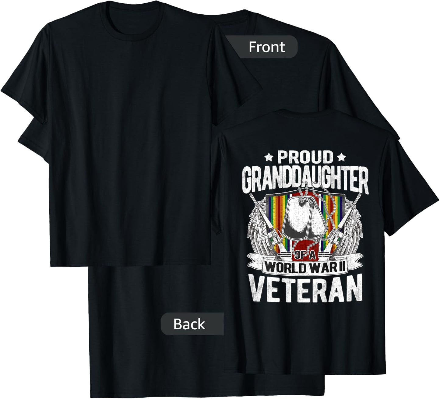 Proud Granddaughter Of World War 2 Veteran WW2 Military Gift T-Shirt - T-Shirt | Black