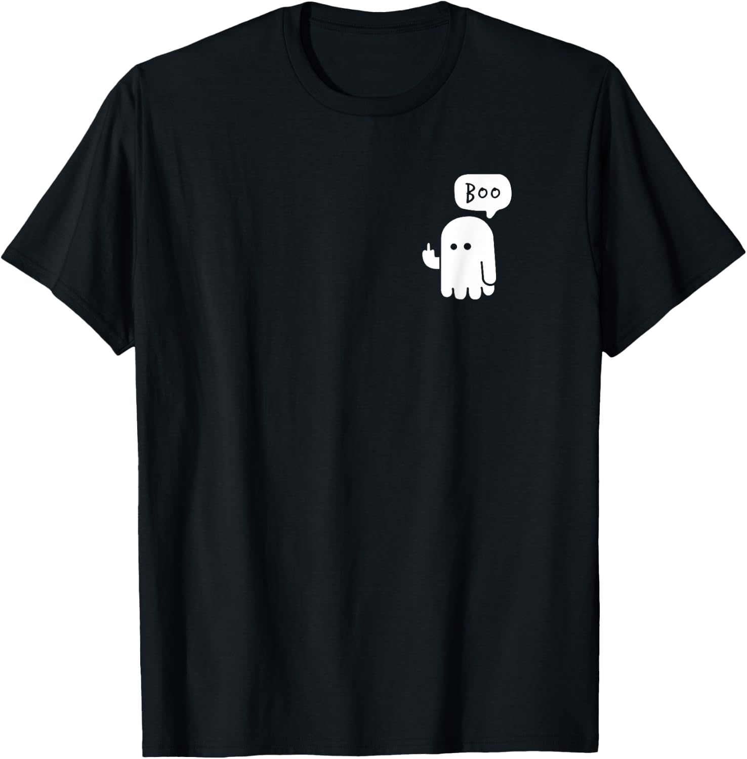 Funny Little Middle Fingers Cute Ghost Boojee Halloween T-Shirt - T-Shirt | Black
