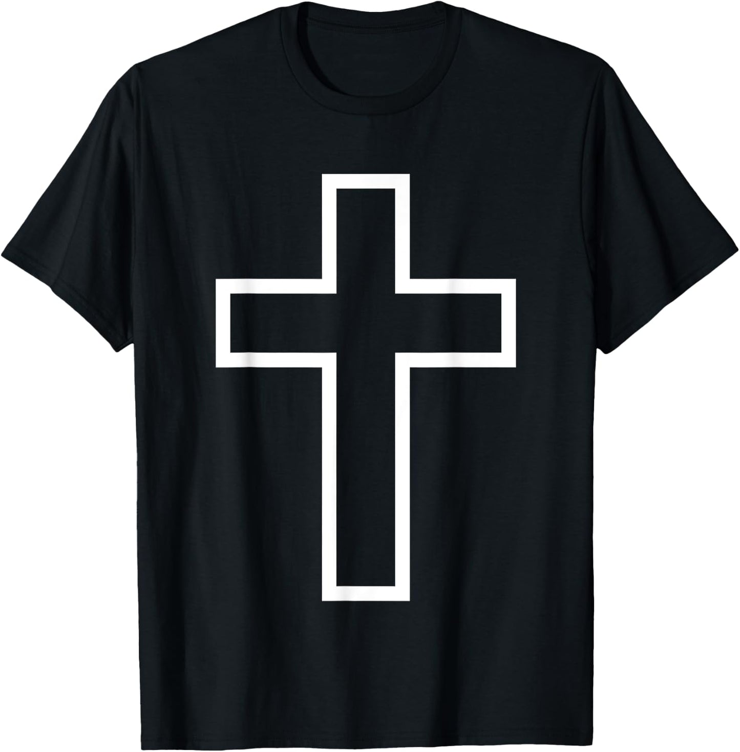 White Cross Outline T-Shirt - T-Shirt | Black