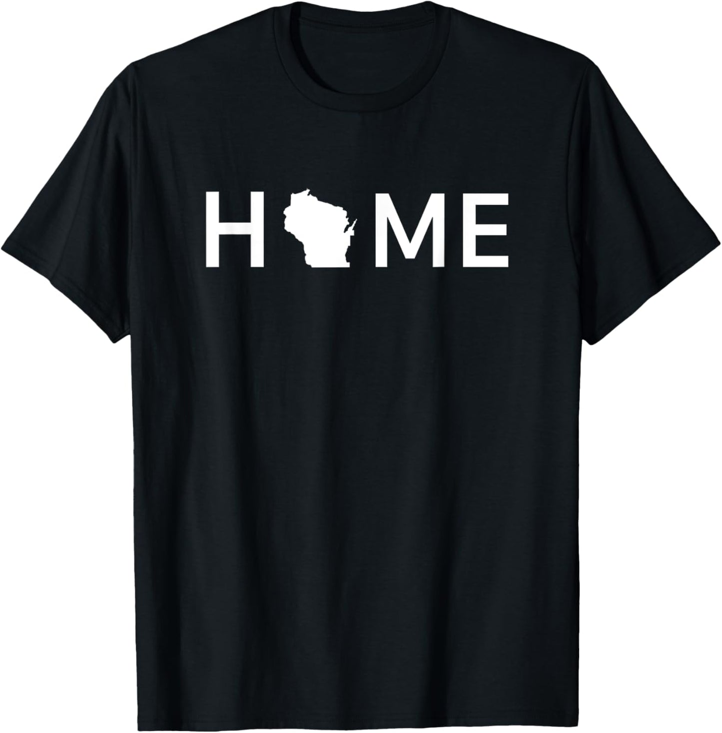 Home In Wisconsin Love U.S. State Outline Silhouette T-Shirt - T-Shirt | Black