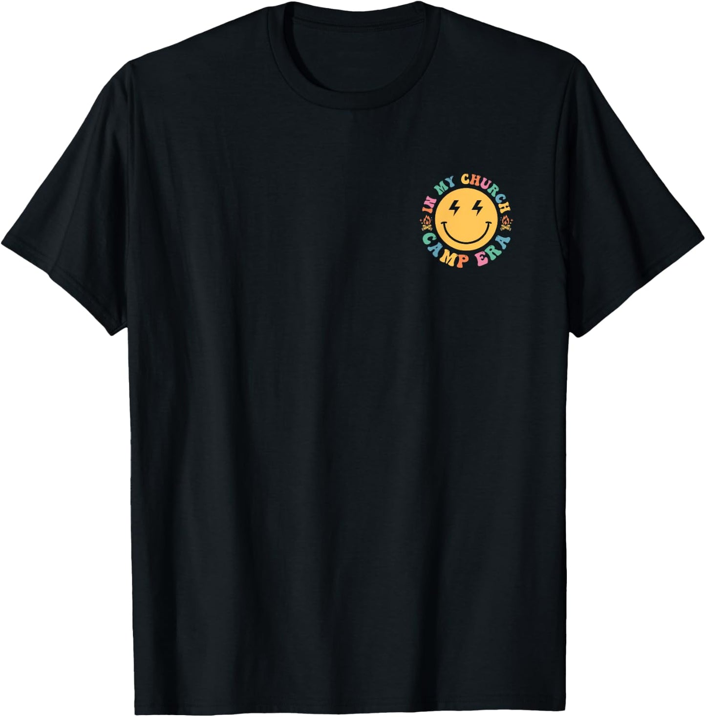 In My Church Camp Era Retro Funny Summer Camping (2 Sides) T-Shirt - T-Shirt | Black