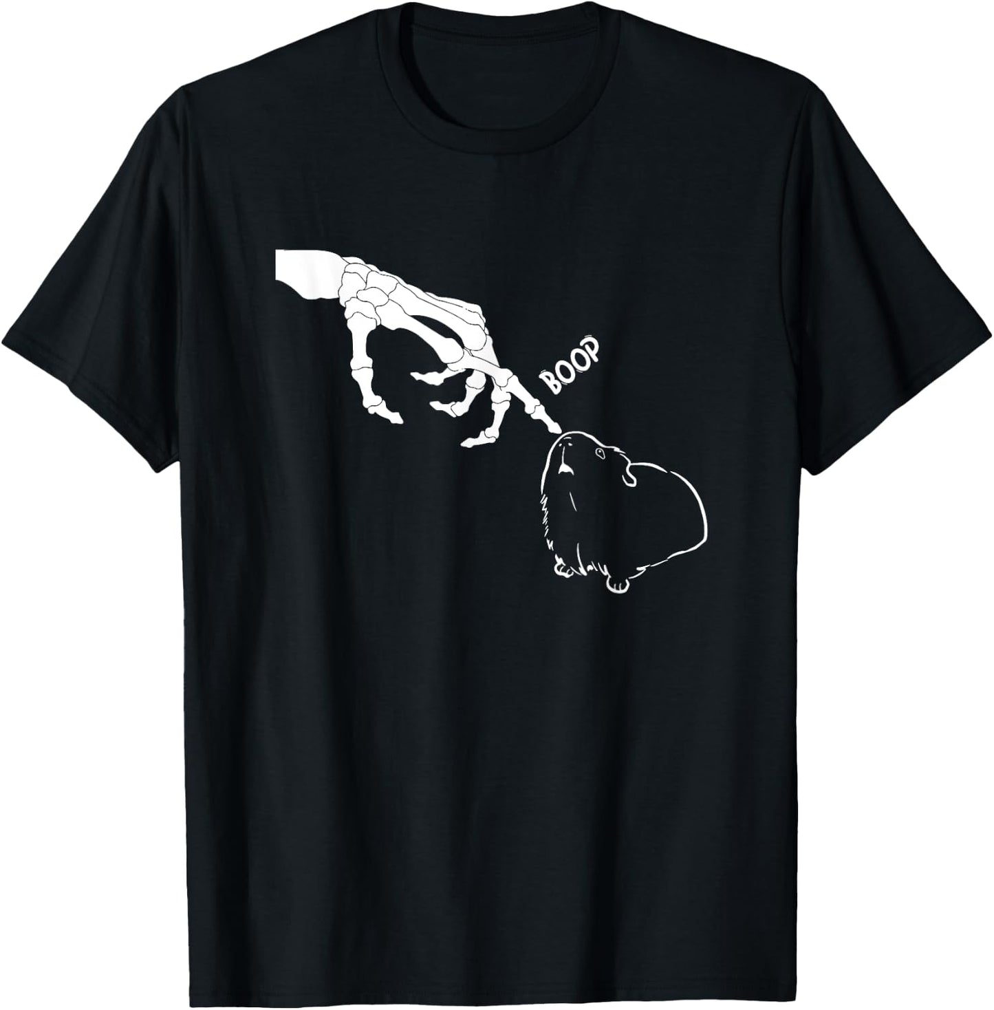 Guinea Pig Scary Skeleton Hand Boop Funny Spooky Halloween T-Shirt - T-Shirt | Black