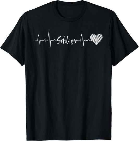 Schlager Heartbeat Party , black, s T-Shirt - T-Shirt | Black