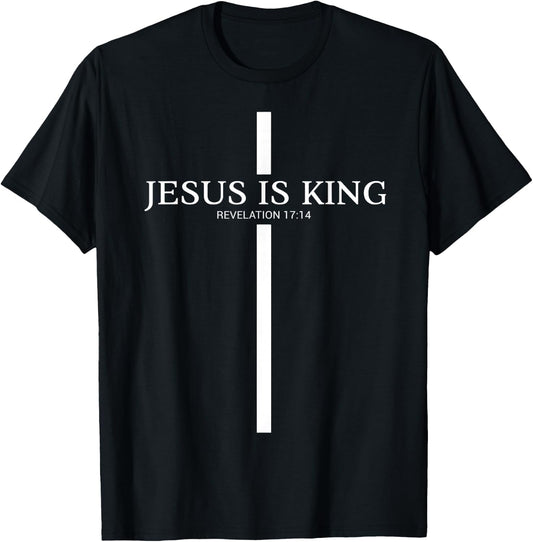 Jesus Is My King Christian Cross Bible Faith In Christ T-Shirt - T-Shirt | Black