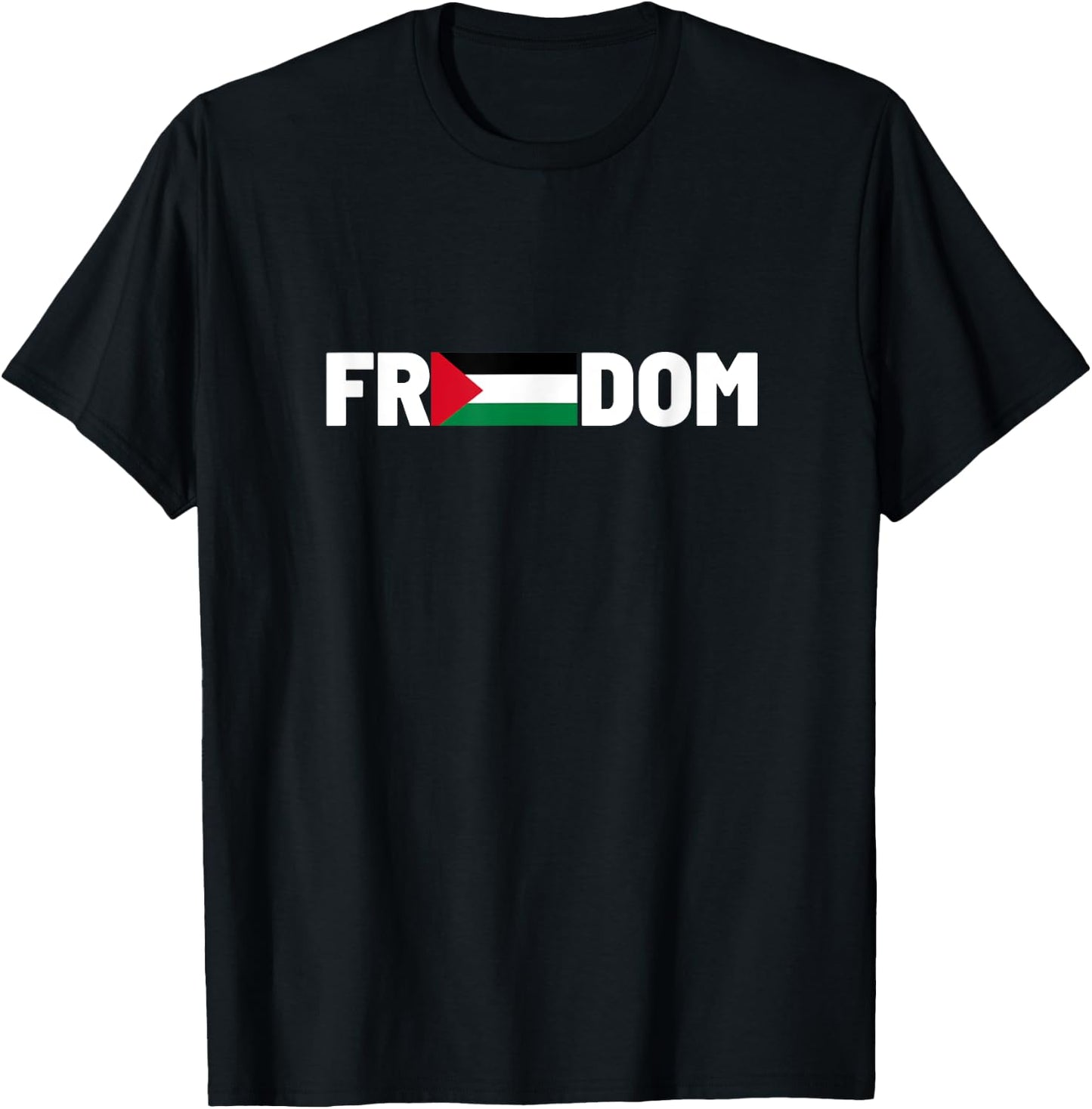 Freedom Palestine Flag | Men, Women and Teenagers , black T-Shirt - T-Shirt | Black
