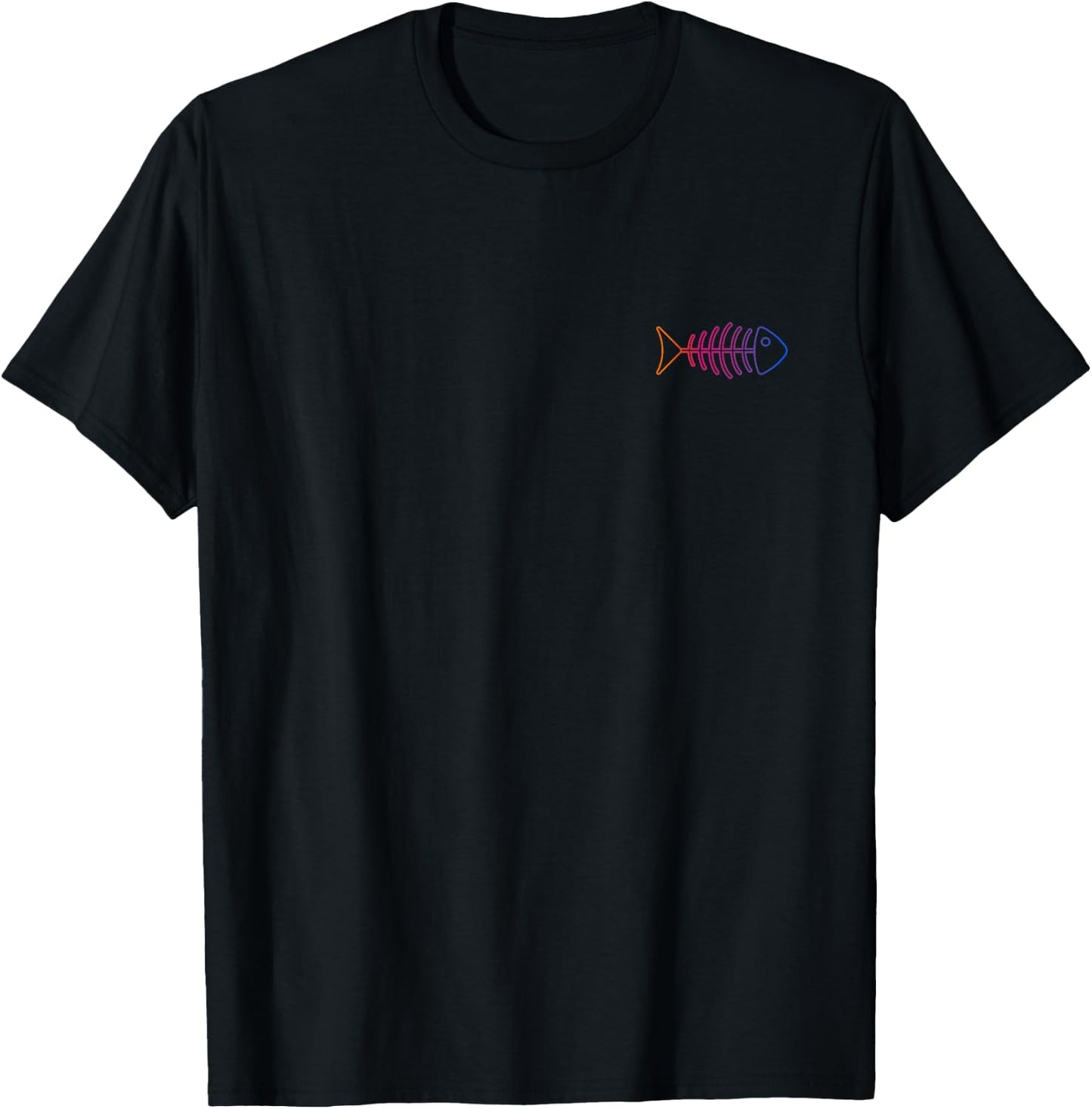 Colorful Fishbone On The Chest For Positive People T-Shirt - T-Shirt | Black