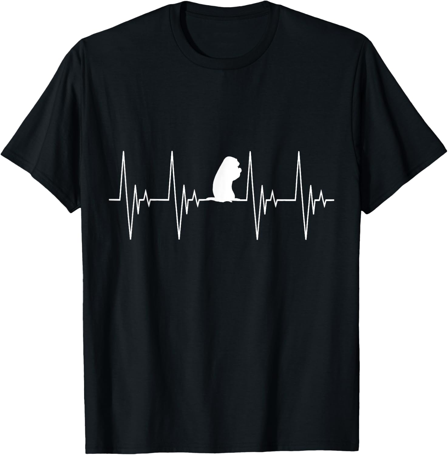 Marmot Silhouette ECG Heartbeat Animals T-Shirt - T-Shirt | Black