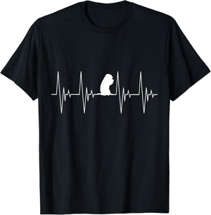 Marmot Silhouette ECG Heartbeat Animals T-Shirt - T-Shirt | Black