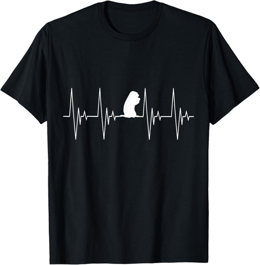 Marmot Silhouette ECG Heartbeat Animals T-Shirt - T-Shirt | Black