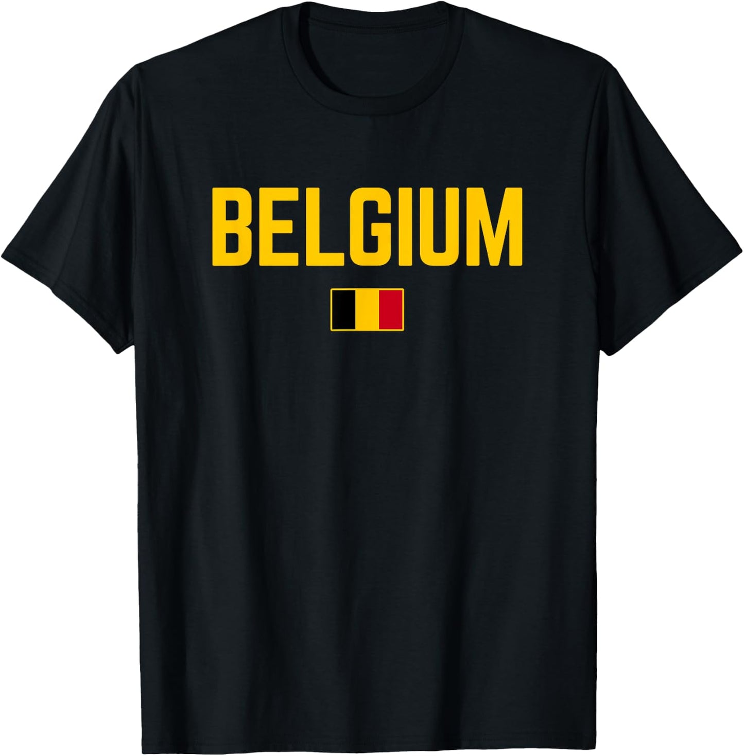 BELGIUM Flag | Men Women Kids BELGIUM , Red, S T-Shirt - T-Shirt | Black