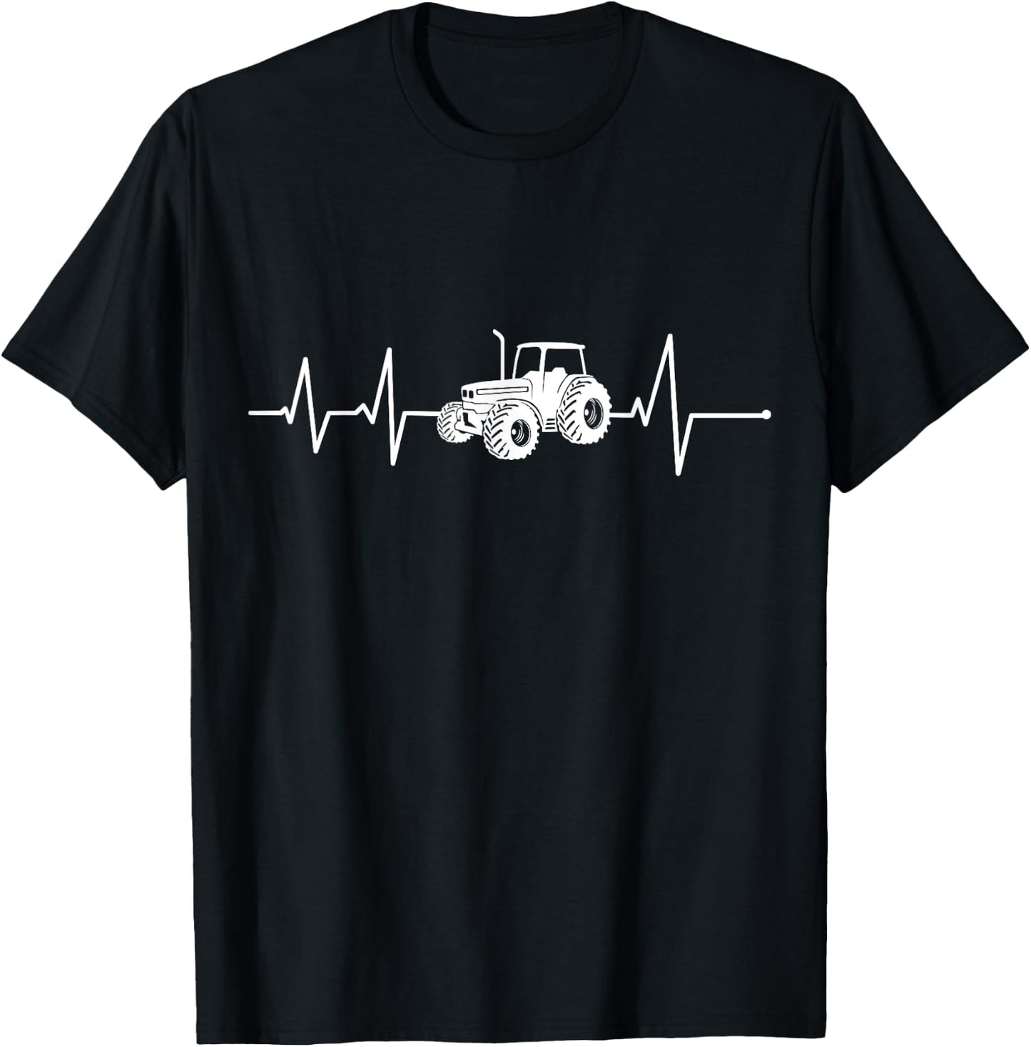 Heartbeat Tractor ECG Farmer Gift Tractors T-Shirt - T-Shirt | Black