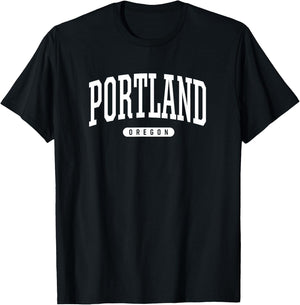 College Style Portland Oregon Souvenir Gift T-Shirt - T-Shirt | Black