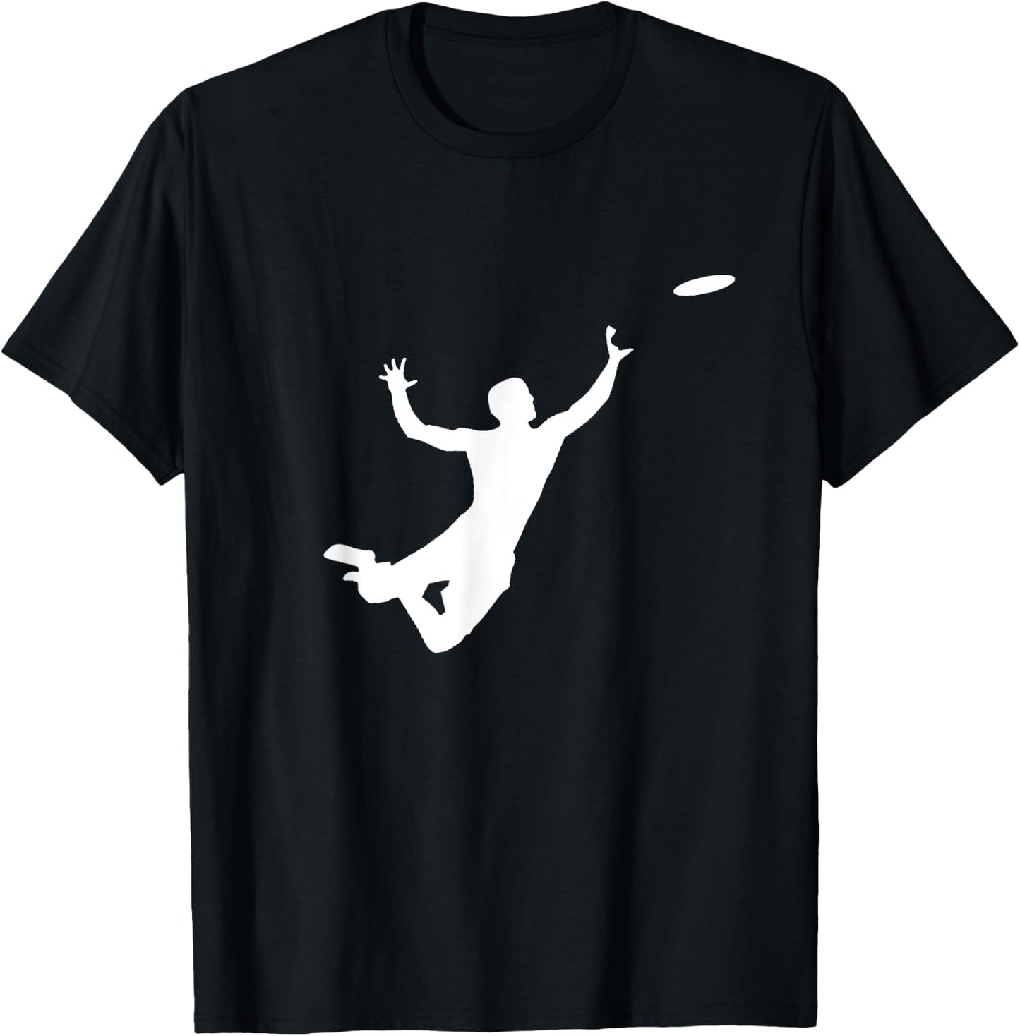 Ultimate Frisbee Silhouette | Frisbee Jumping Catch T-Shirt - T-Shirt | Black