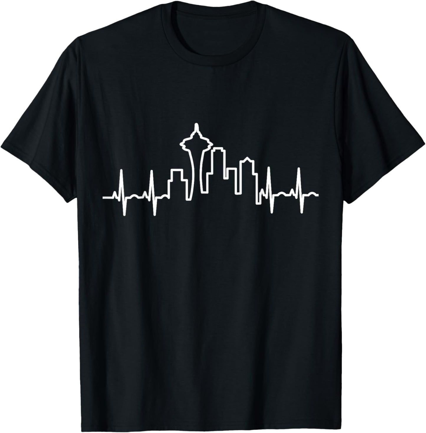 Skyline Heartbeat Seattle - Emerald Jet City T-Shirt - T-Shirt | Black