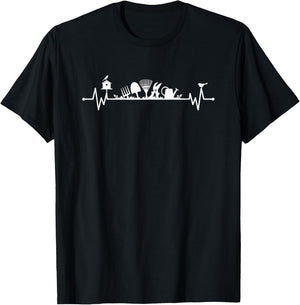 Heartbeat Gardening Dad Mum Hobby Garden Gardener , black T-Shirt - T-Shirt | Black