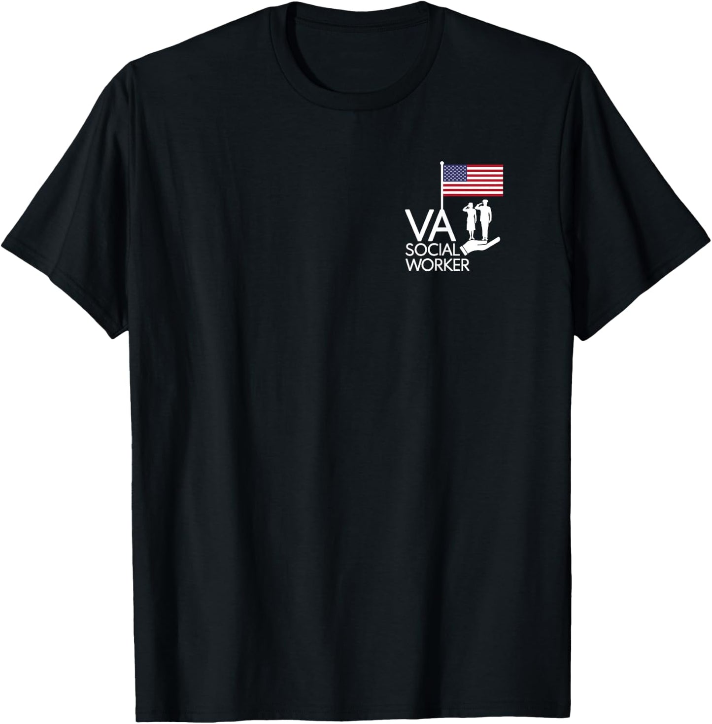 Veterans saluting the Flag supported by VA Social Workers T-Shirt - T-Shirt | Black